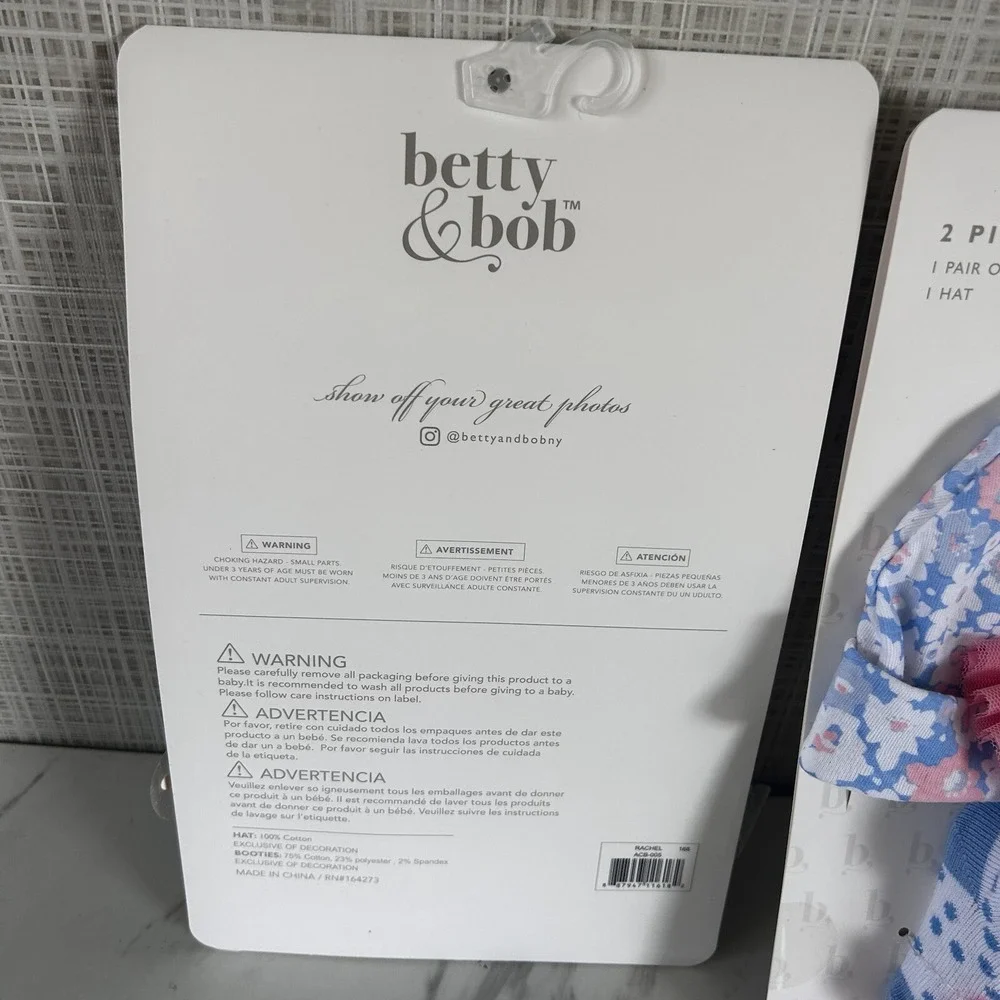 Baby Girl Booties & Beanie‎ Hat 0-6 Months Lot of 2 Sets Twins Betty & Bob BxY
